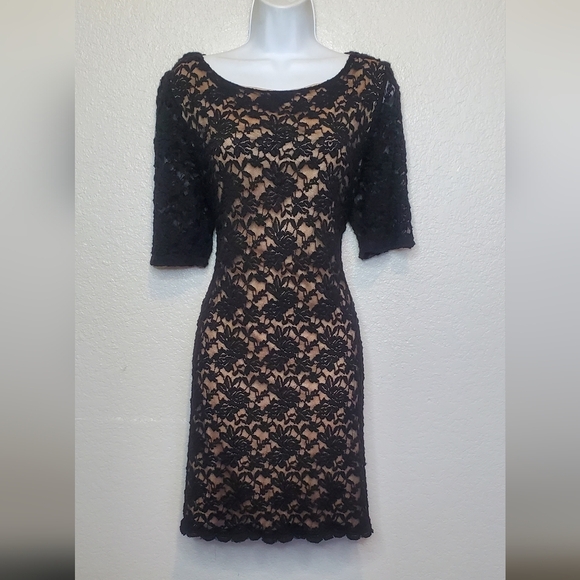 Dkny Dresses & Skirts - DKNY Black Floral Lace Mini Dress